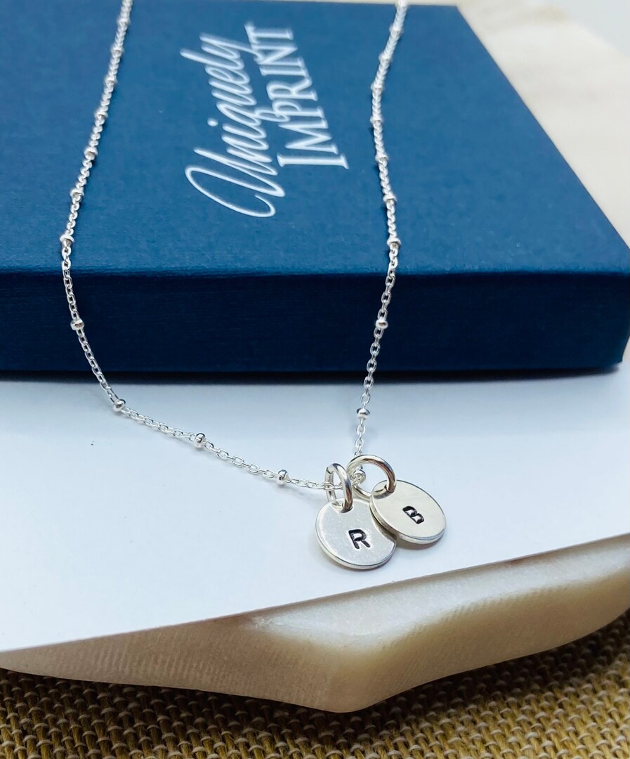Tiny Initial Necklace, Sterling Initial Necklace, New Mom, Grandma Necklace, Satellite Chain MakerPlace by Michaels